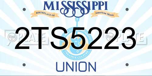 2TS5223 Mississippi License Plate