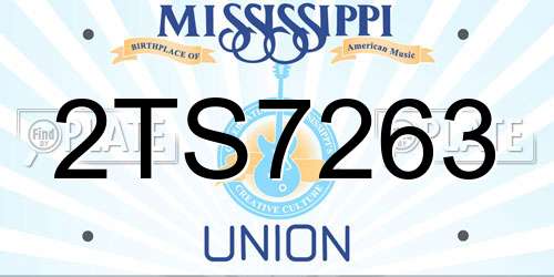 2TS7263 Mississippi License Plate