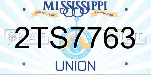 2TS7763 Mississippi License Plate