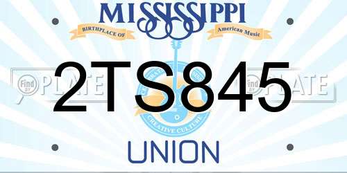 2TS845 Mississippi License Plate