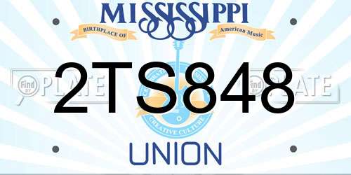 2TS848 Mississippi License Plate