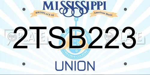 2TSB223 Mississippi License Plate
