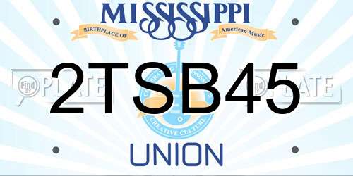 2TSB45 Mississippi License Plate