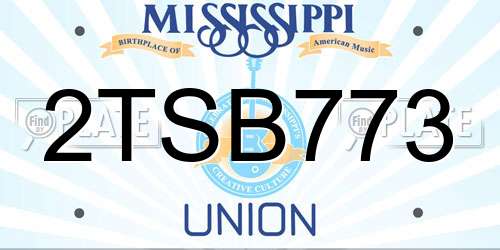 2TSB773 Mississippi License Plate