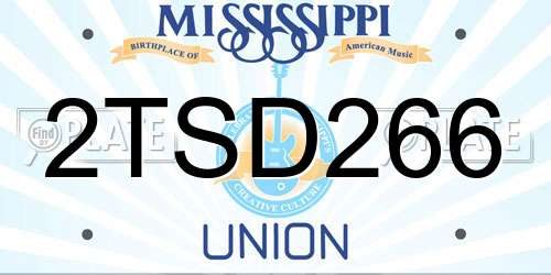 2TSD266 Mississippi License Plate