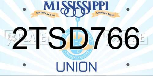 2TSD766 Mississippi License Plate
