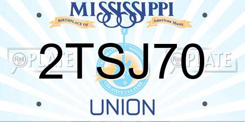 2TSJ70 Mississippi License Plate