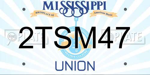 2TSM47 Mississippi License Plate