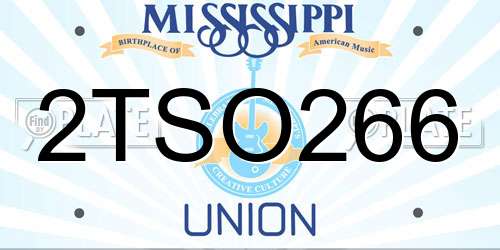 2TSO266 Mississippi License Plate