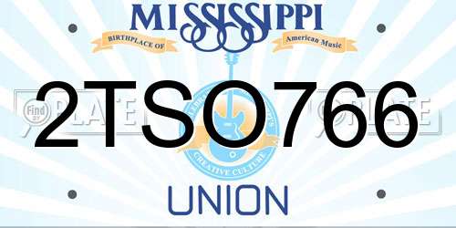 2TSO766 Mississippi License Plate