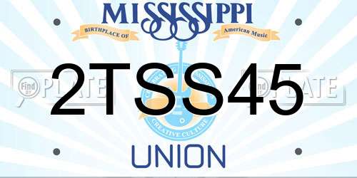2TSS45 Mississippi License Plate