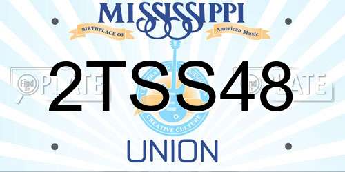 2TSS48 Mississippi License Plate
