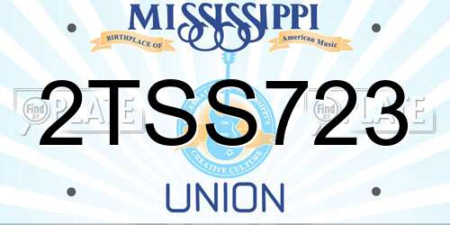 2TSS723 Mississippi License Plate