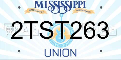 2TST263 Mississippi License Plate