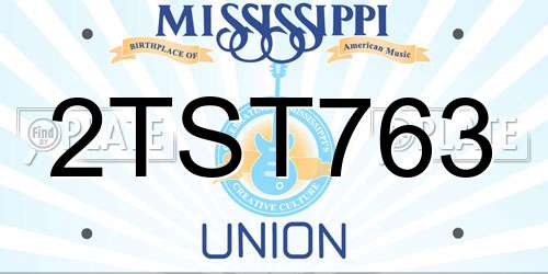 2TST763 Mississippi License Plate
