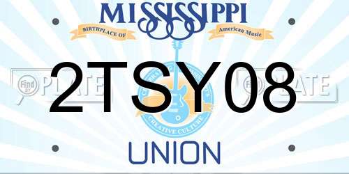 2TSY08 Mississippi License Plate