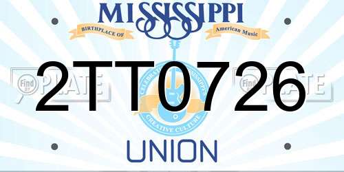 2TT0726 Mississippi License Plate