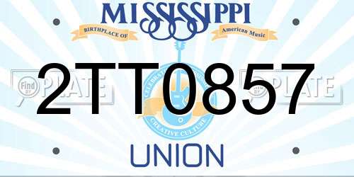 2TT0857 Mississippi License Plate