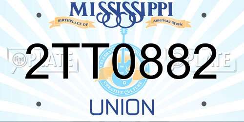 2TT0882 Mississippi License Plate
