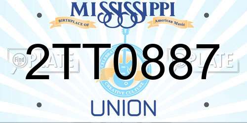 2TT0887 Mississippi License Plate