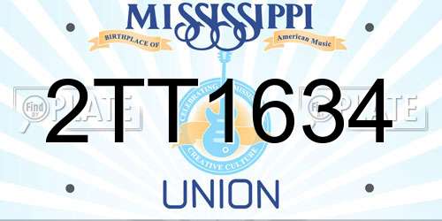 2TT1634 Mississippi License Plate