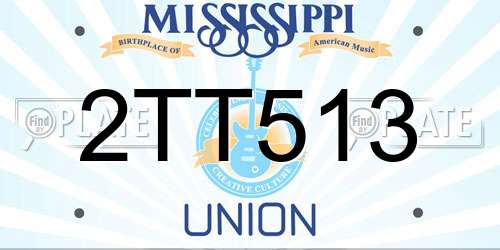 2TT513 Mississippi License Plate