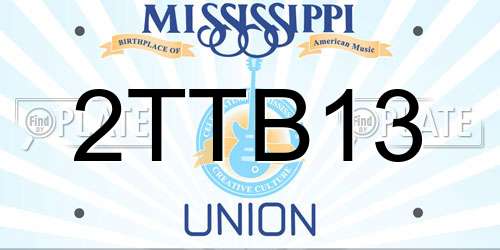 2TTB13 Mississippi License Plate