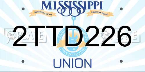 2TTD226 Mississippi License Plate