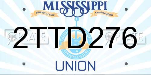 2TTD276 Mississippi License Plate