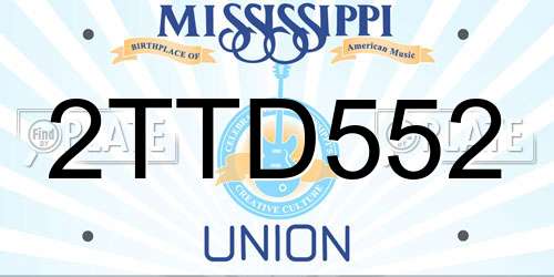 2TTD552 Mississippi License Plate