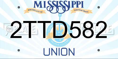 2TTD582 Mississippi License Plate