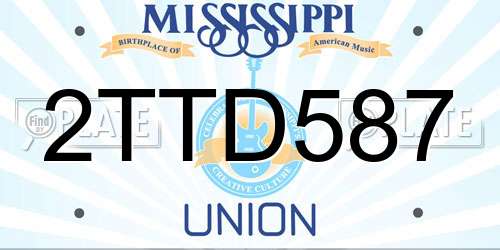 2TTD587 Mississippi License Plate