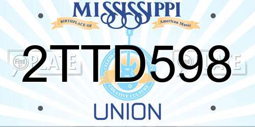2TTD598 Mississippi License Plate