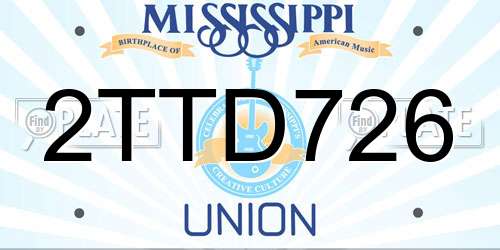 2TTD726 Mississippi License Plate