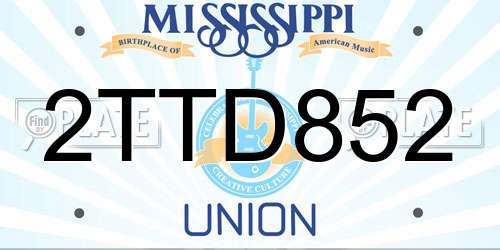2TTD852 Mississippi License Plate