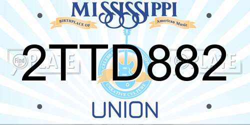2TTD882 Mississippi License Plate