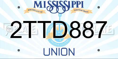 2TTD887 Mississippi License Plate