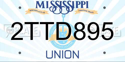 2TTD895 Mississippi License Plate