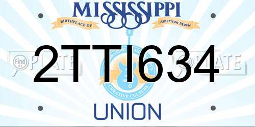2TTI634 Mississippi License Plate
