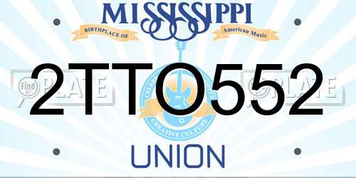 2TTO552 Mississippi License Plate