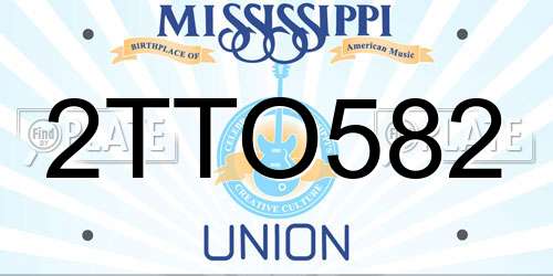 2TTO582 Mississippi License Plate