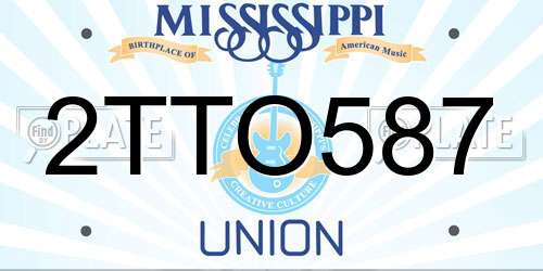 2TTO587 Mississippi License Plate
