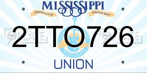 2TTO726 Mississippi License Plate