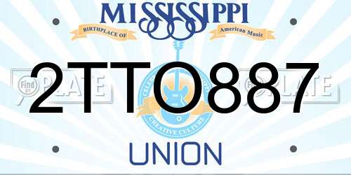 2TTO887 Mississippi License Plate