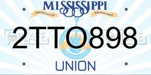 2TTO898 Mississippi License Plate