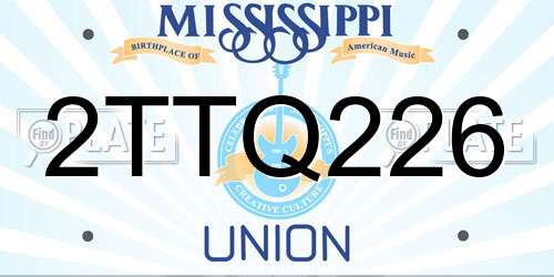 2TTQ226 Mississippi License Plate