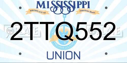 2TTQ552 Mississippi License Plate