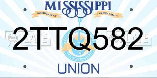 2TTQ582 Mississippi License Plate