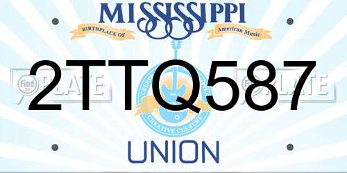 2TTQ587 Mississippi License Plate