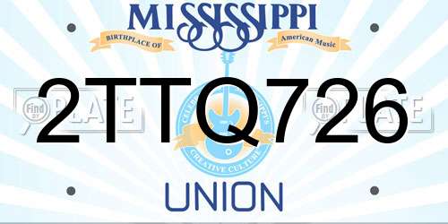 2TTQ726 Mississippi License Plate